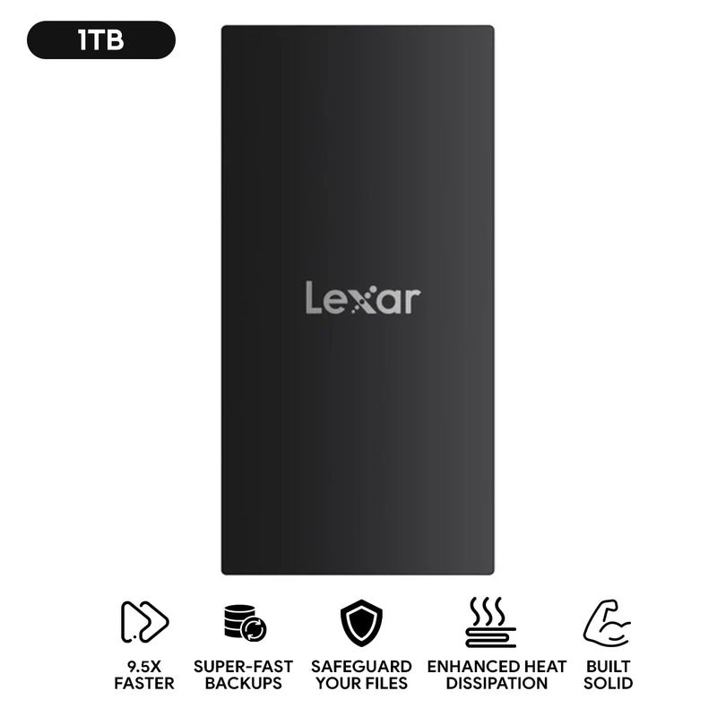 Lexar 1TB SL300 USB 3.2 Gen 2 Type-C Portable SSD up to 1050 MB/s Read,1000 MB/s Write - Black