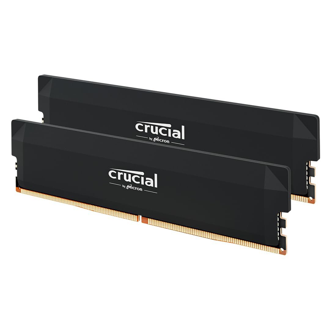 Crucial Pro DDR5 RAM 64GB Kit (2x32GB) 6000MHz CL40, Overclocking Desktop Gaming Memory, Intel XMP 3.0 & AMD Expo Compatible