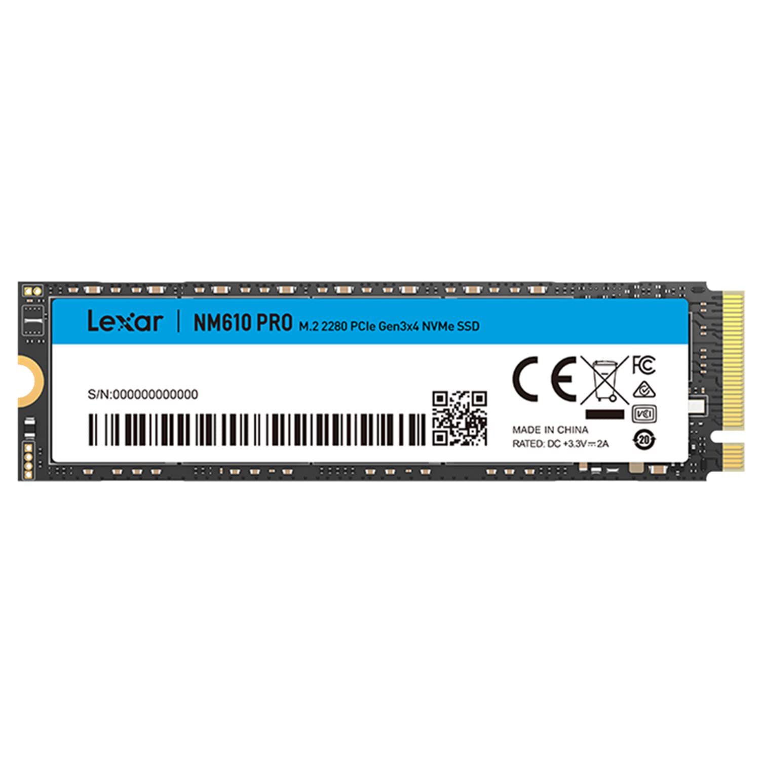 Lexar NM610 PRO 500GB SSD, PCIe Gen3x4 NVMe 1.4, Up to 3300MB/s Reading, 1700MB/s Write