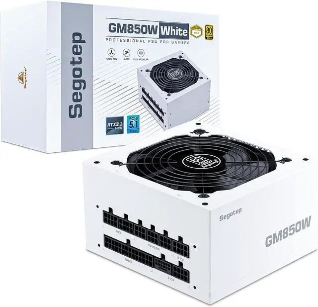 Segotep 80 Plus Platinum Modular Pm850W ATX 3.1 Computer Power Supply - White