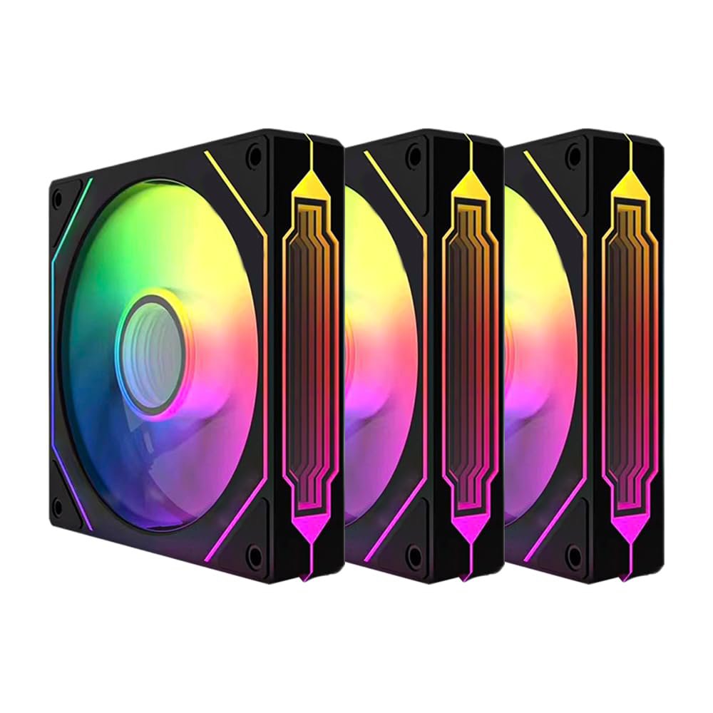 TZMRIT Prism Reverse Flow PC Fans, Prism 120mm GEN4 ARGB, Infinity Mirror RGB Light Effect 5V 3PIN Motherboard Light Sync - Black