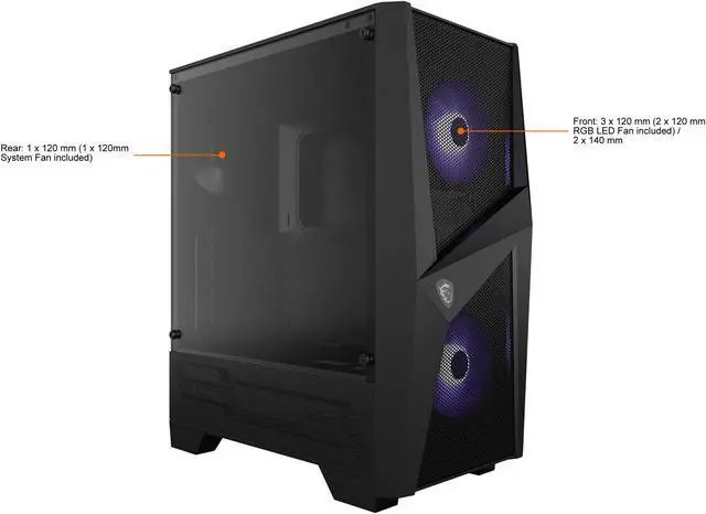MSI PAG FORGE M100L Mini Tower Without RGB Fan, Micro ATX Motherboard, Tempered Glass - Black