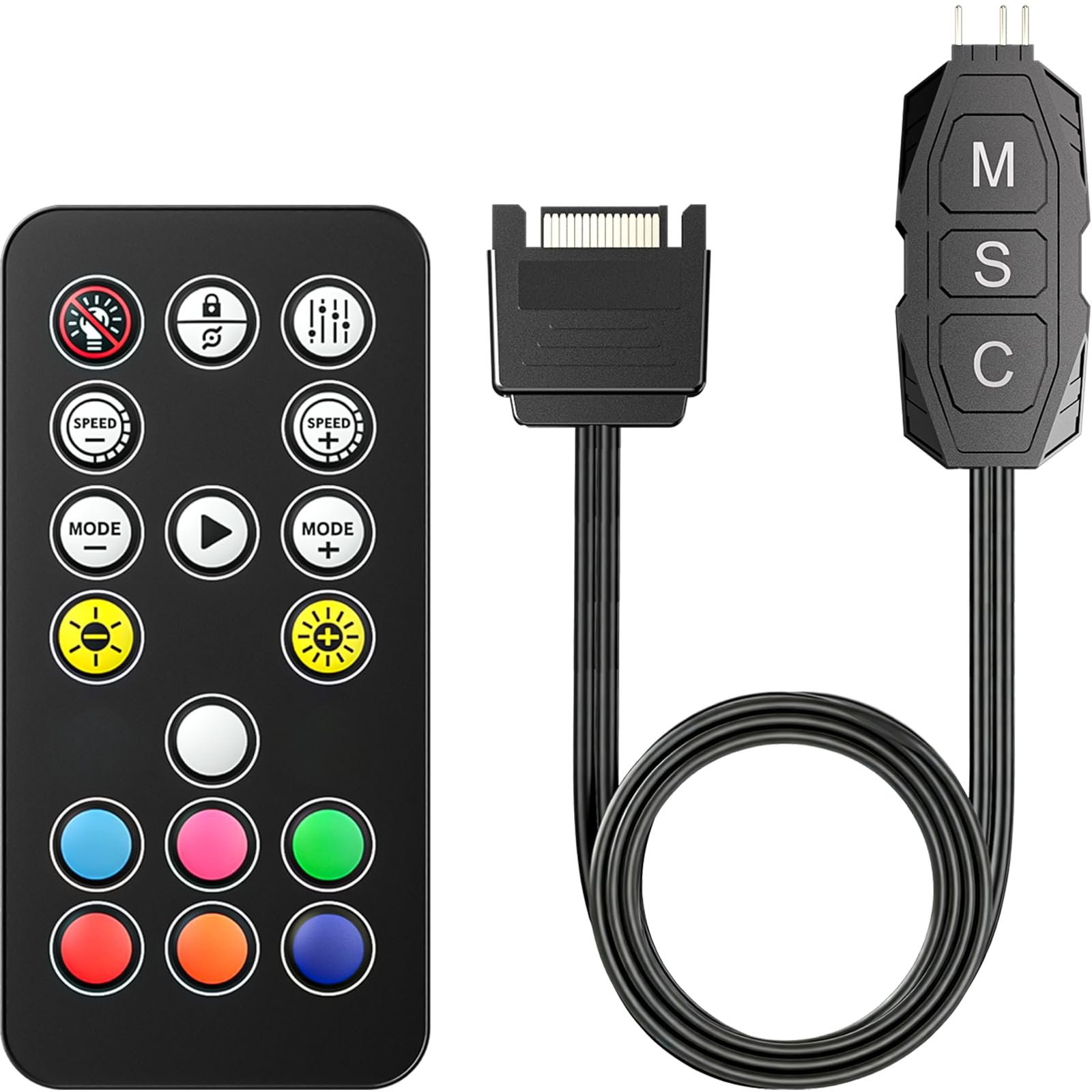 Heccooling 5V 3Pin ARGB Controller Kit Aura PC RGB Controller SATA Power Supply RGB Computer Fan Controller with 17 Control Keys and ARGB Fan Hub