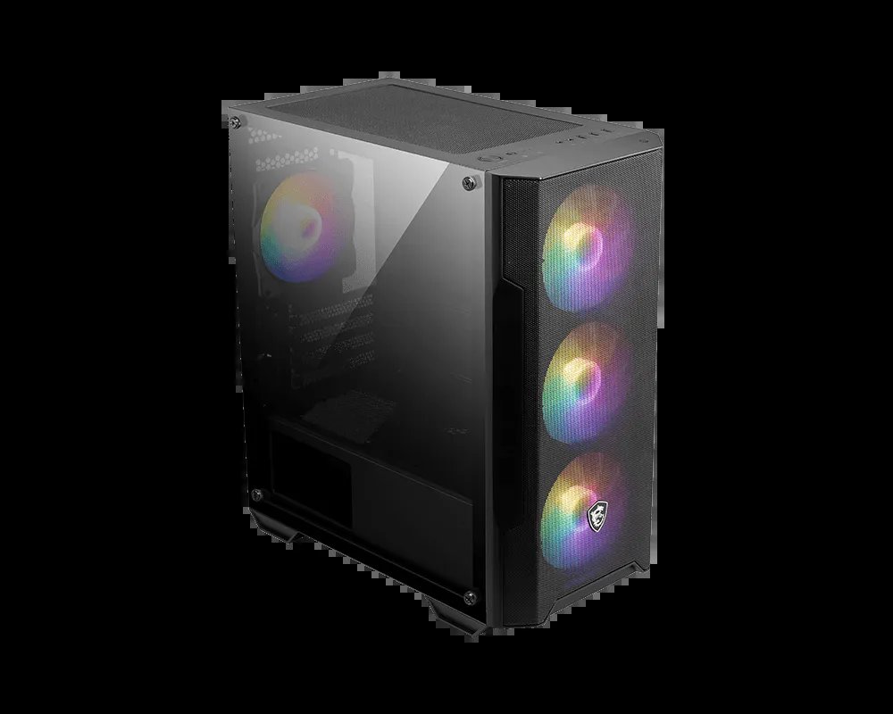 MSI PAG FORGE M100L Mini Tower With 4 RGB Fans, Micro ATX Motherboard, Tempered Glass - Black