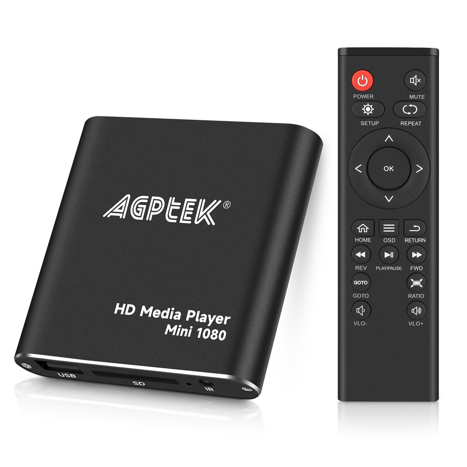 HDMI Media Player, Black Mini 1080p for MKV/RM HDD USB Drives and SD Cards