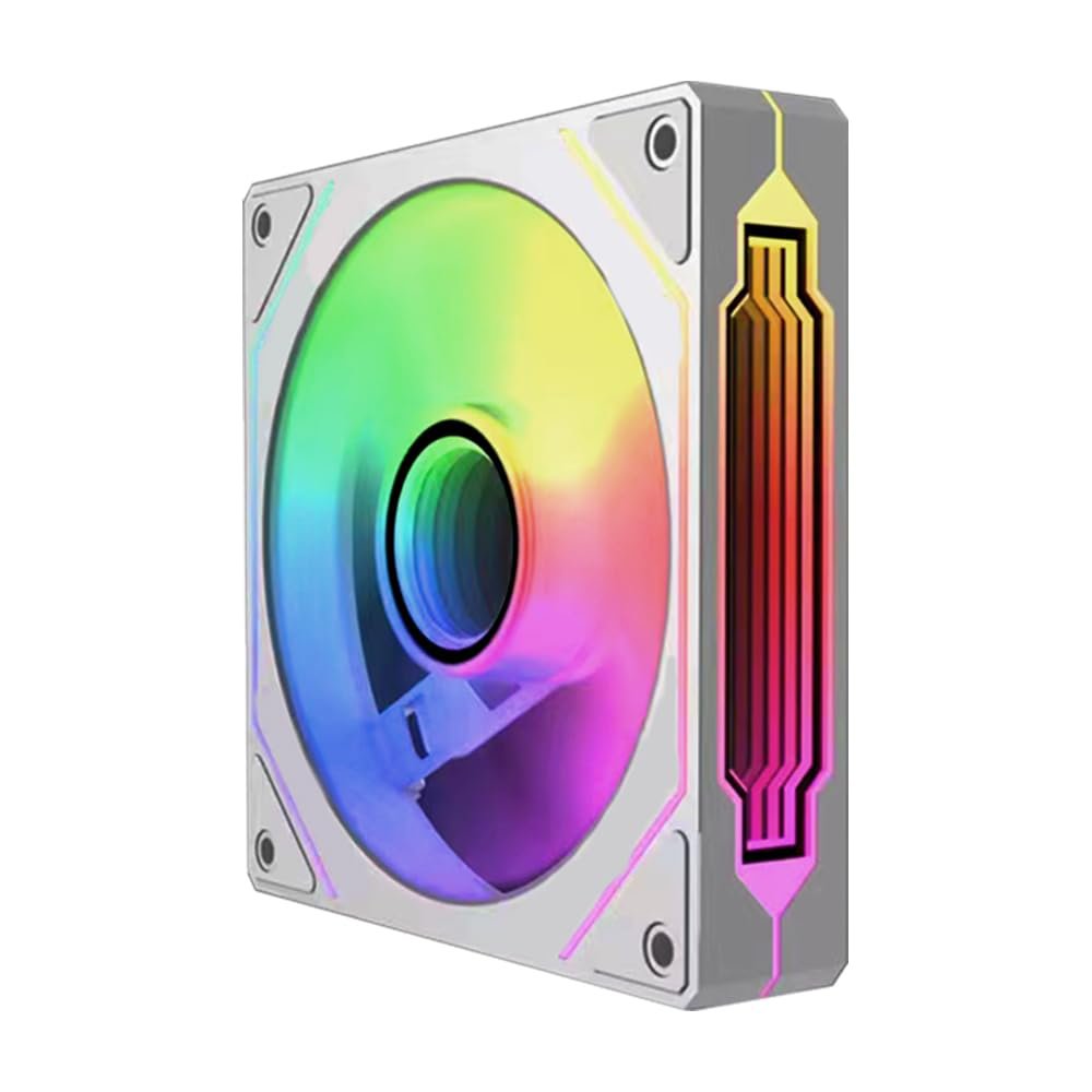 TZMRIT Prism 4 Pro RGB Fan, 120 mm, PC Case Fan, 120 mm ARGB Fan, 5 V 3PIN Motherboard Synchronisable 4-Pin Mirror PWM Fan - White