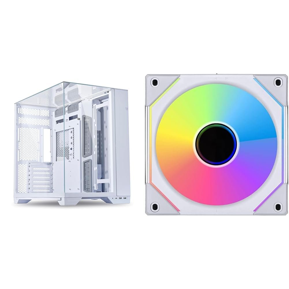 Lian Li O11 Dynamic Midi Tower, Tempered Glass (White) + Lian Li UNI FAN SL-INFINITY 120 RGB 2*Triple Pack (White)