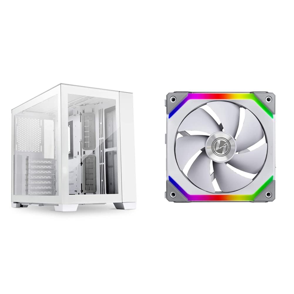 Lian Li O11 Dynamic Midi Tower, Tempered Glass (White) + Lian Li UNI Fan SL120 V2 RGB 2*Triple Pack (White)