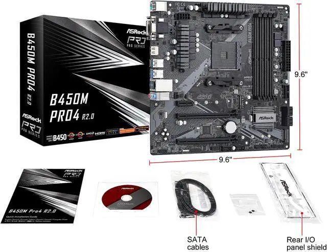 ASRock B450 Pro4 AM4 Socket, Supports 105W Water Cooling, DDR4, AMD Quad CrossFireX
