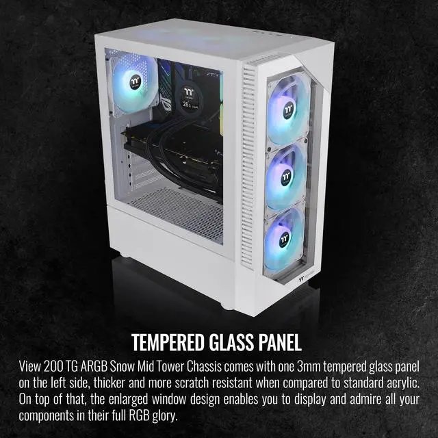 Thermaltake View Series View 200 TG ARGB White SPCC Mid-Tower Computer Case