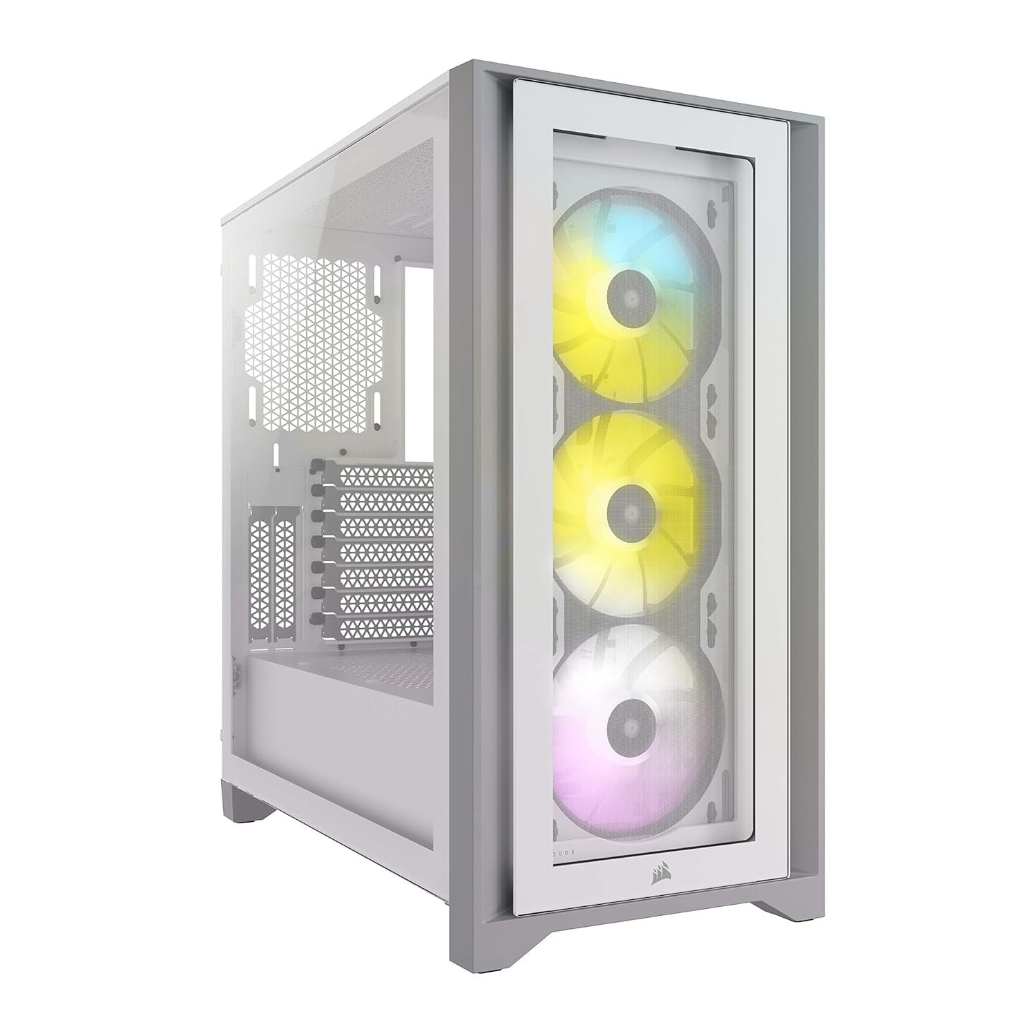 Corsair iCUE 4000X RGB Tempered Glass Mid-Tower ATX PC Case, 3X SP120 RGB Elite Fans, High Airflow - White