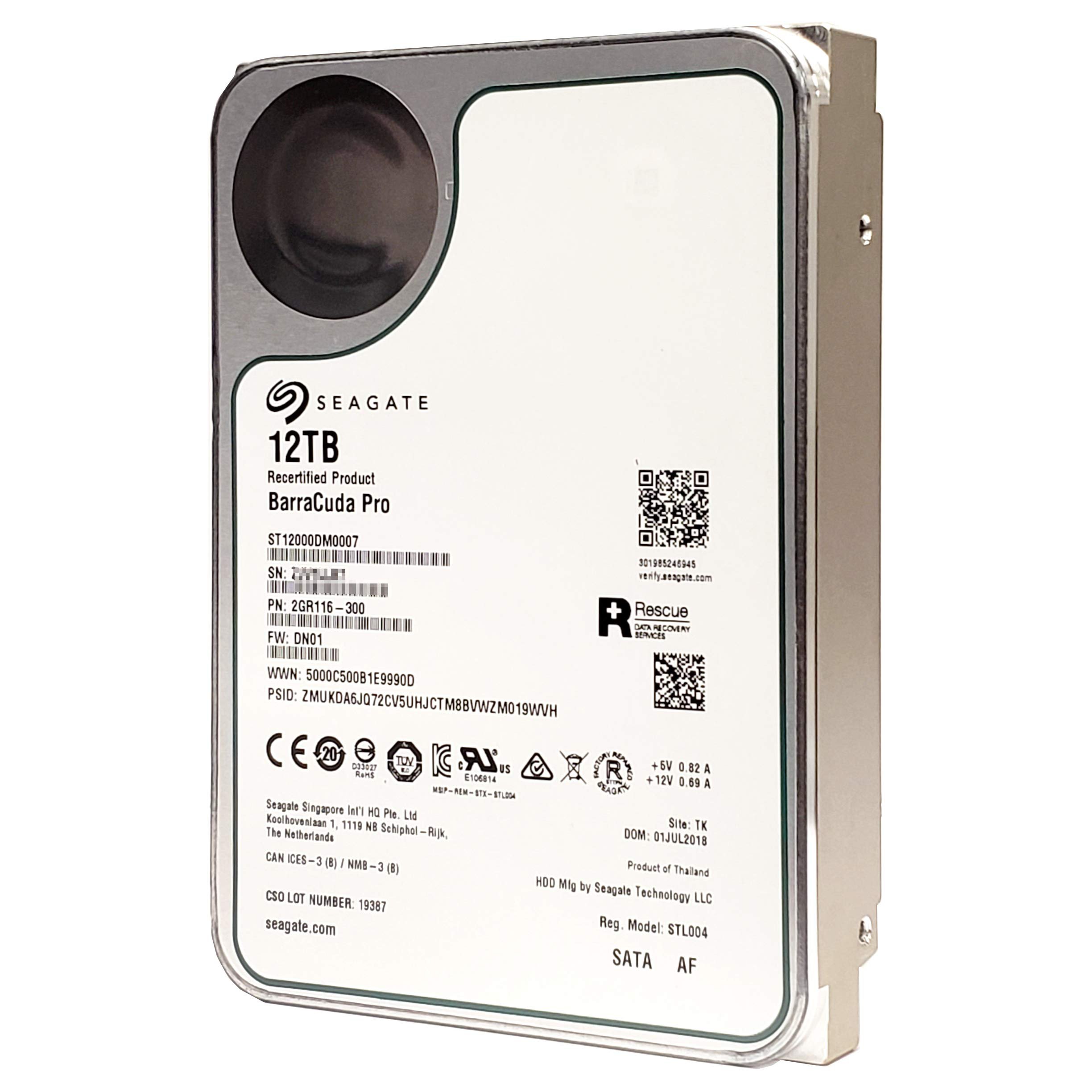 Seagate 12TB BarraCuda Pro HDD 7200 rpm SATA III 3.5" Internal Hard Drive