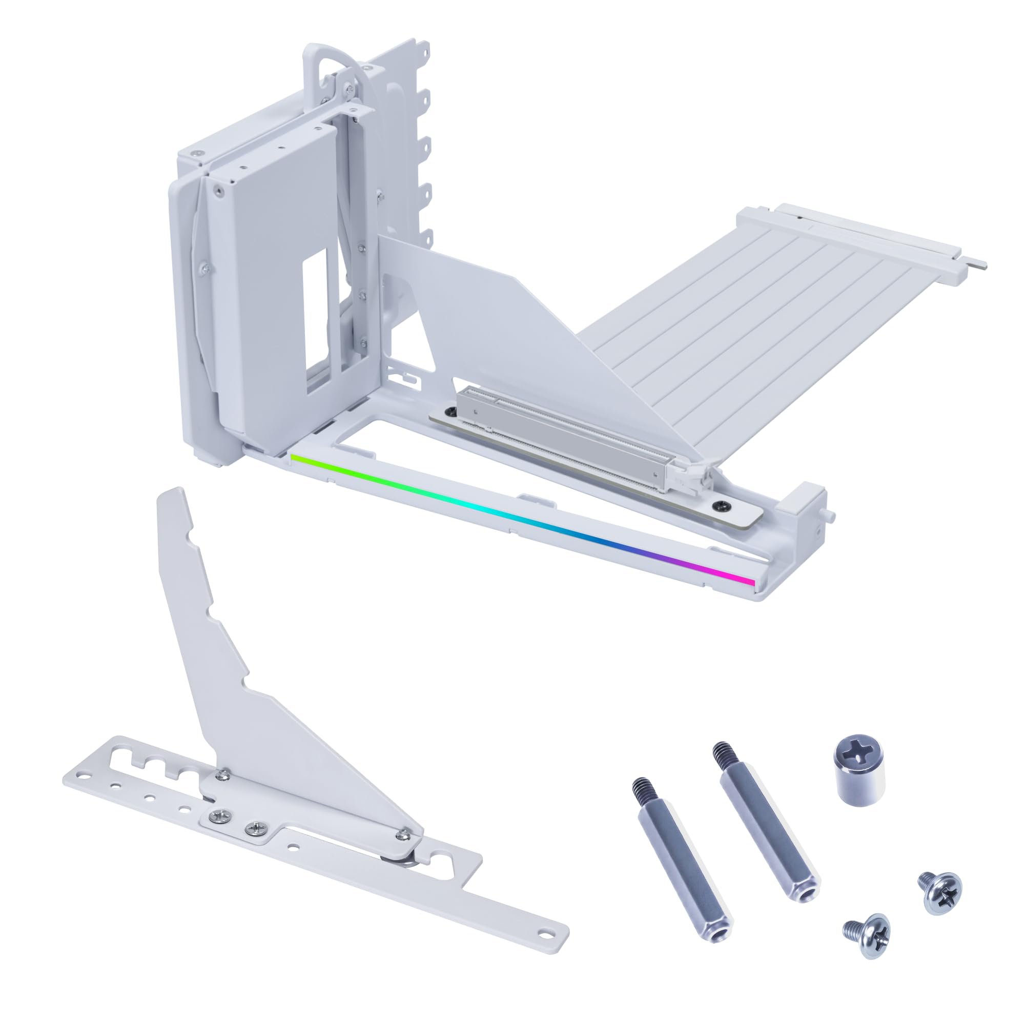 Lian Li PCI-E Gen 5 Riser Cable ATX PC Case 4 Slots Vertical GPU Kit (VG4v4) - Premium 5.0 x16-200mm, PCIe 3.0/4.0 Compatible - White