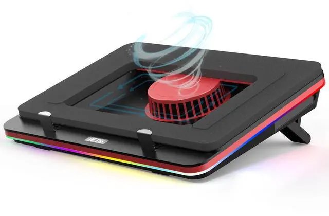IETS GT500 Powerful Turbo-Fan Laptop Cooling Pad with Infinitely Variable Speed, Dust Filter for Protect Laptop