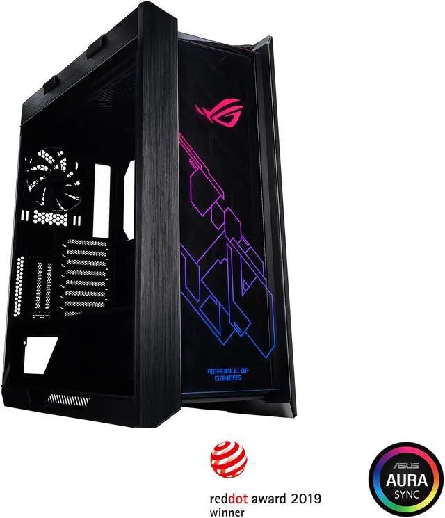 Asus ROG Strix Helios GX601 RGB Mid-Tower Computer Case for up to EATX Motherboards, Smoked Tempered Glass, Four Case Fans - White