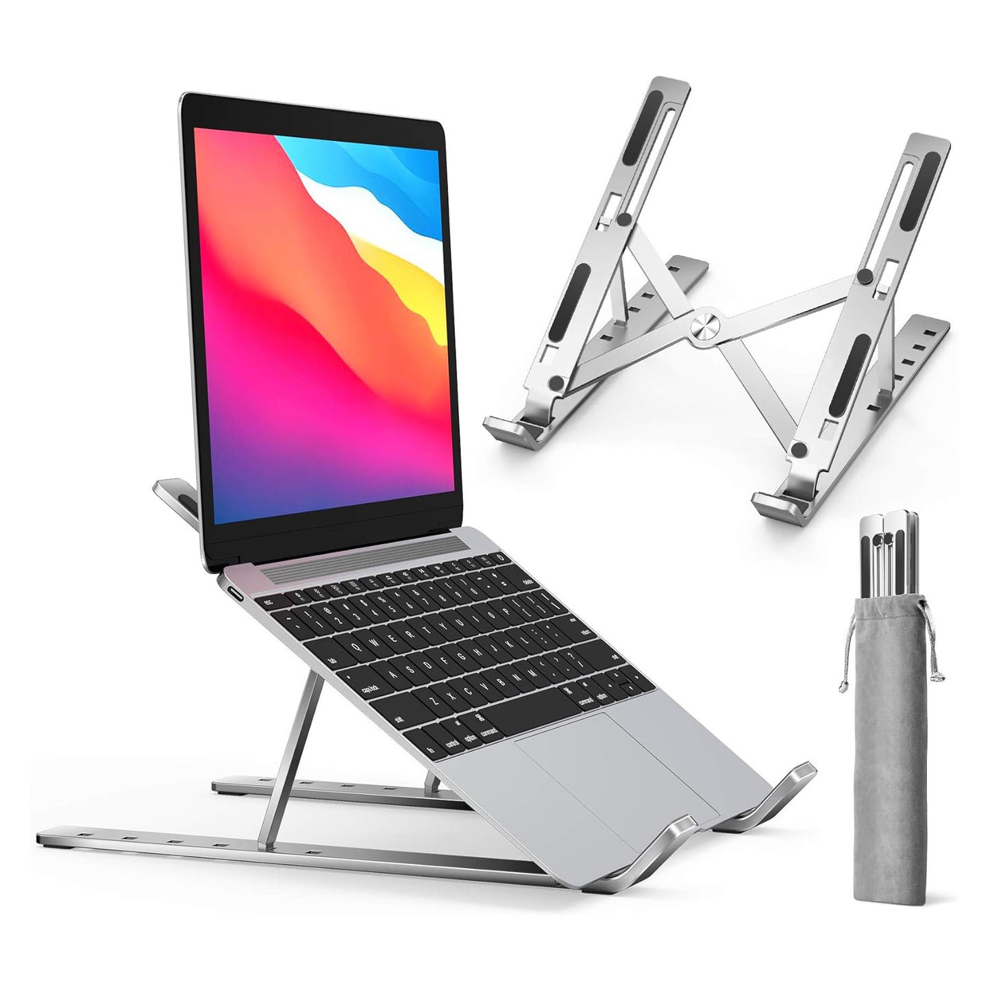 Laptop Stand Creative Foldable Storage Bracket Height Adjustable Desktop Aluminum Folding - White