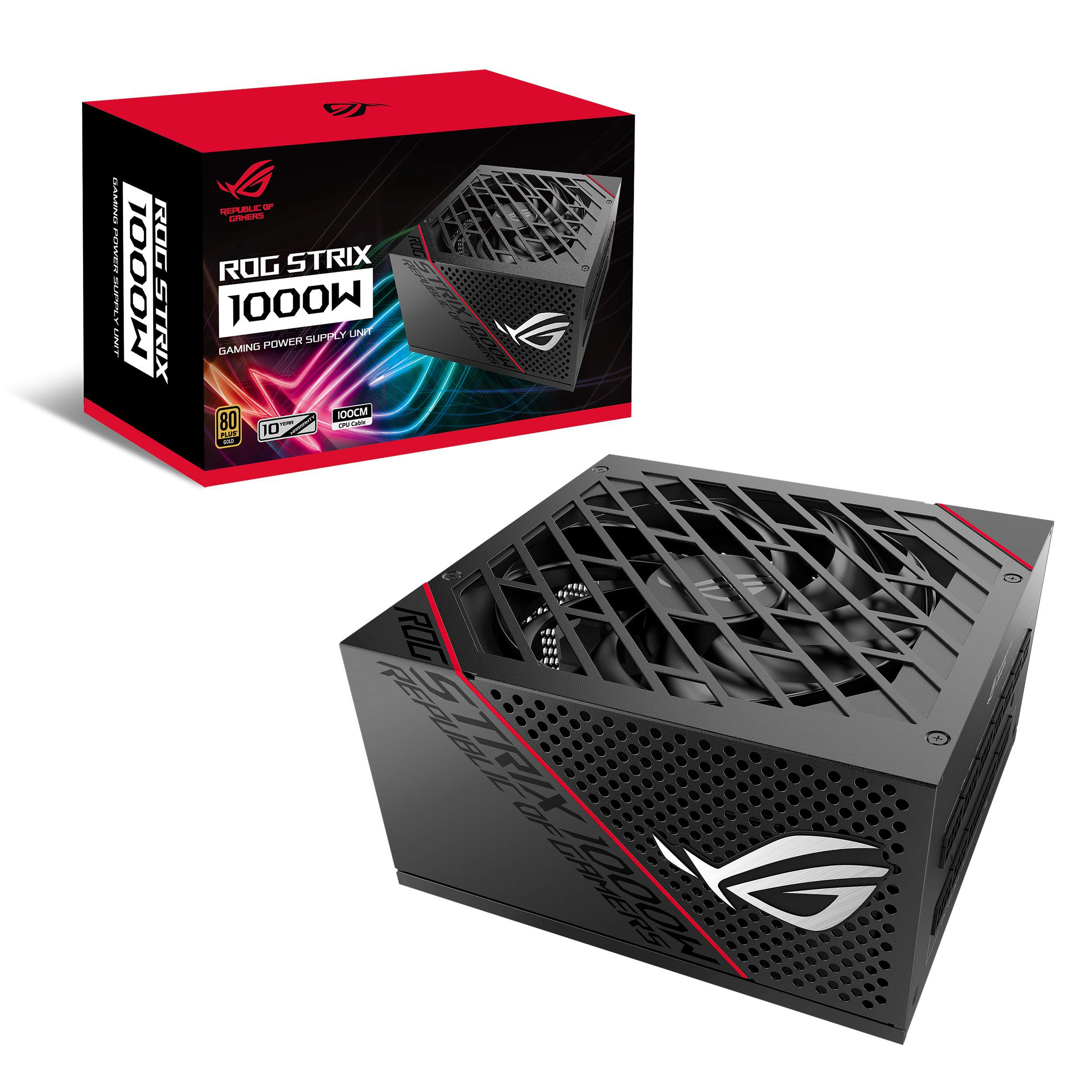 Asus ROG STRIX 850W Gold Modular PSU with ROG Heatsinks, Fully Modular, Dual Ball Fan Bearings, Axial-tech Fan Design