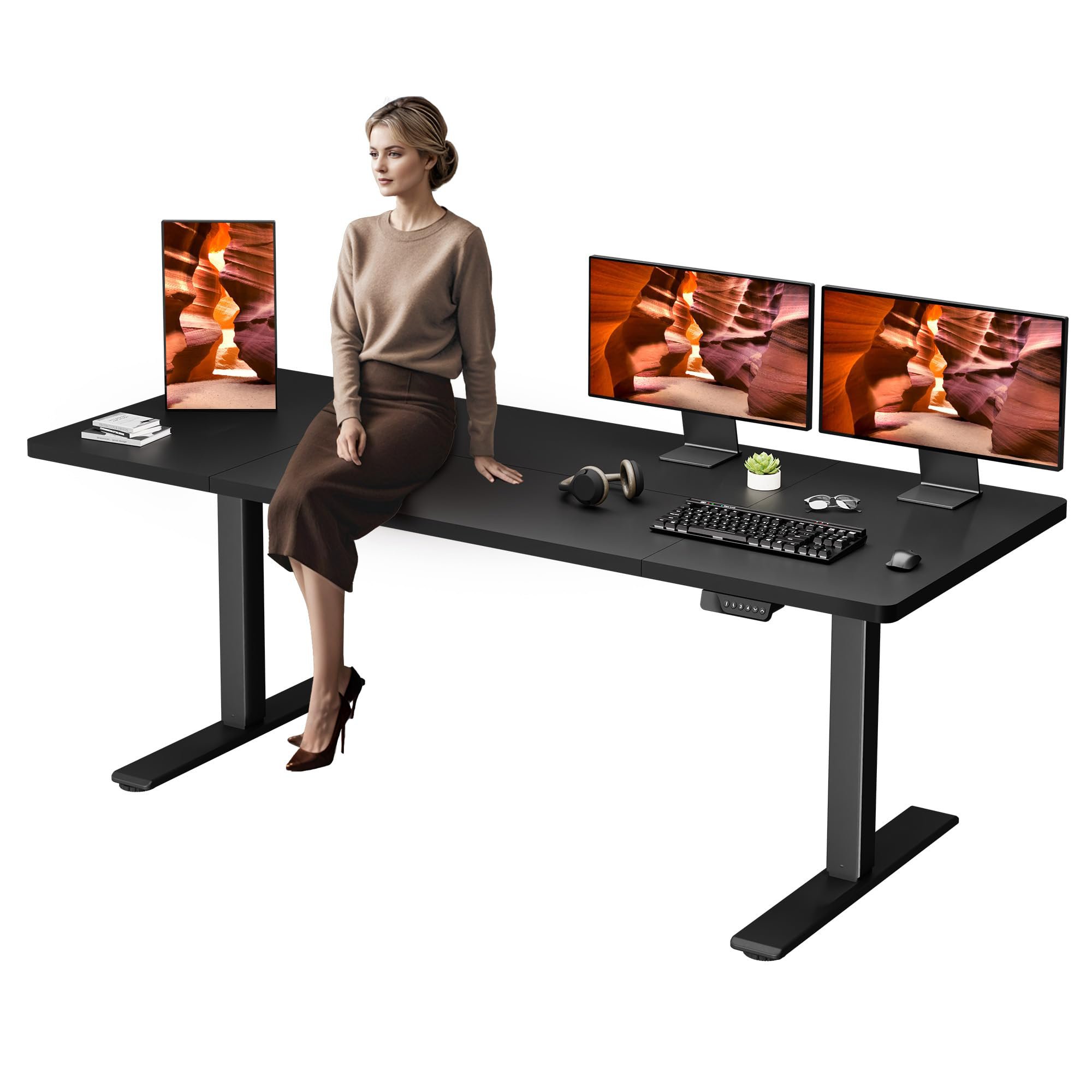 Home Desk - electric desk GD002 - MY05671 Wooden Cooler / Dimensions 160-70cm - height 82-127cm - top Surface 4 pcs