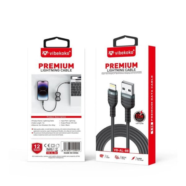 Charger Cable USB to Lightning 12W Vibekoko VB-AL-33 - Image 1